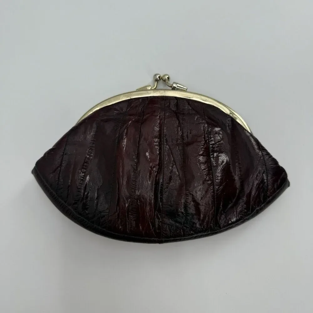 Lee Sands Eeelskin Deep Red Coin Pouch Travel